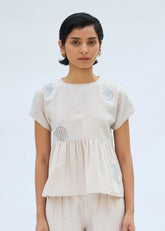 A Model Wearing Off White Linen Sea Soul Linen Top, curated by Only Ethikal